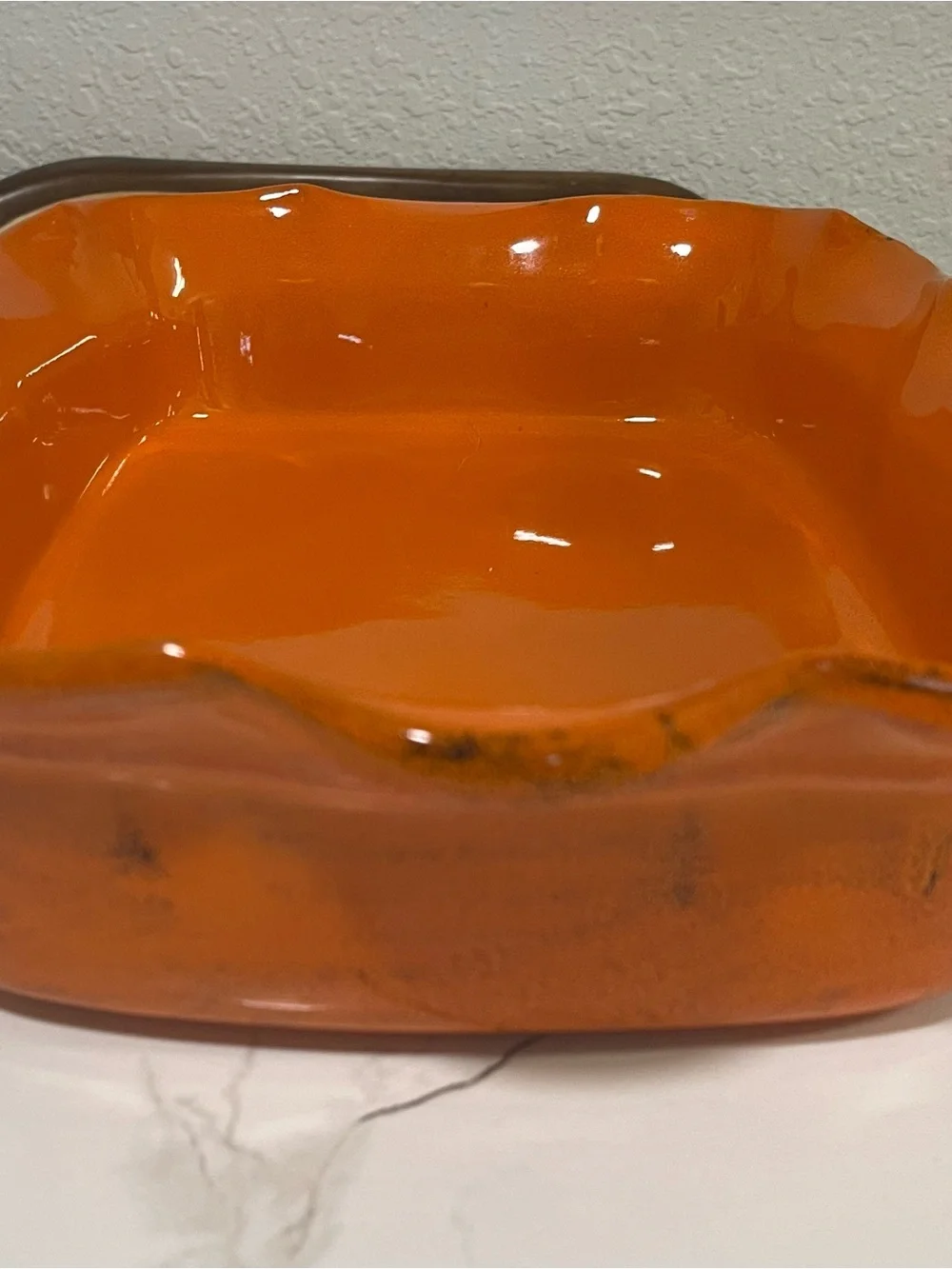 De Silva Italian Bright Orange Glazed Ceramic Serving Dish